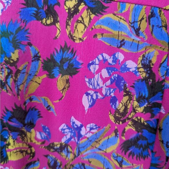 Saloni Edith Pink Floral V-Neck Midi Dress Silk Ruffle Size 0 Women's Preowned - Picture 15 of 15